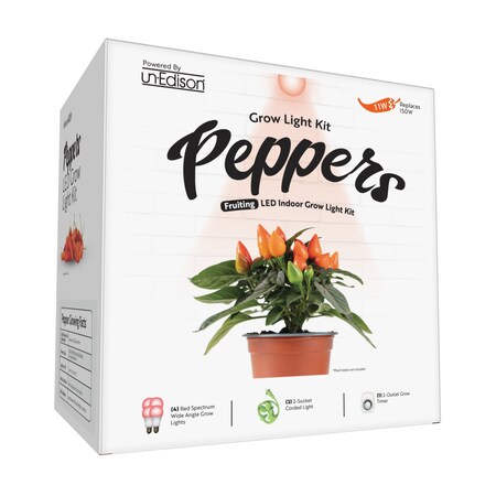 Miracle Led Unedison 2-Socket Red Spectrum 11W Replace 150W Wide Angle Indoor Pepper Grow Light Kit, 2PK 802021